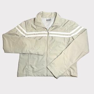 Nike - Sporty Y2K Cropped Zip Up Jacket - Tan/White - Size XS